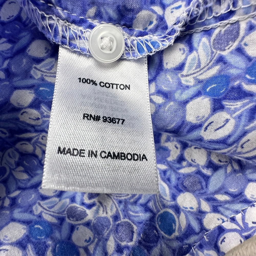 St Johns Bay Womens Blue Floral Berry Print 100% Cotton Button Down Shirt Large - Picture 4 of 15